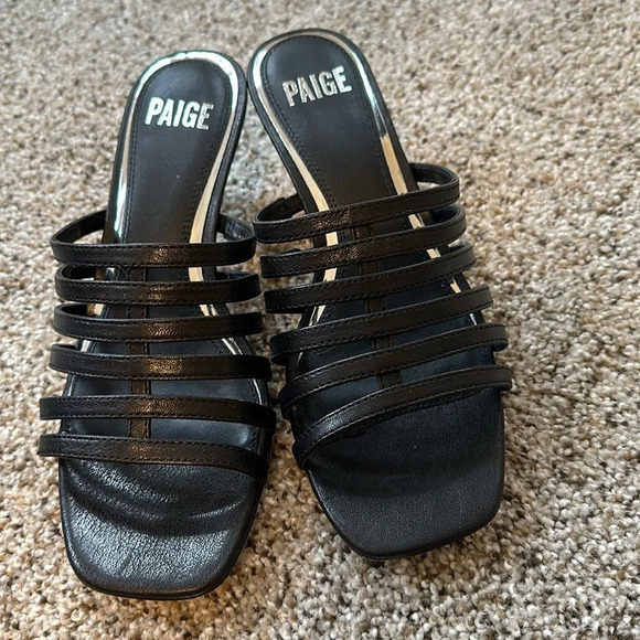 PAIGE Mari Black Leather Slide Sandal, Size 7M, New in Box, NWT - Picture 2 of 8